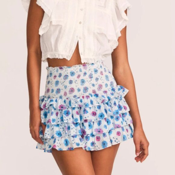 LoveShackFancy yorkie floral mini skirt